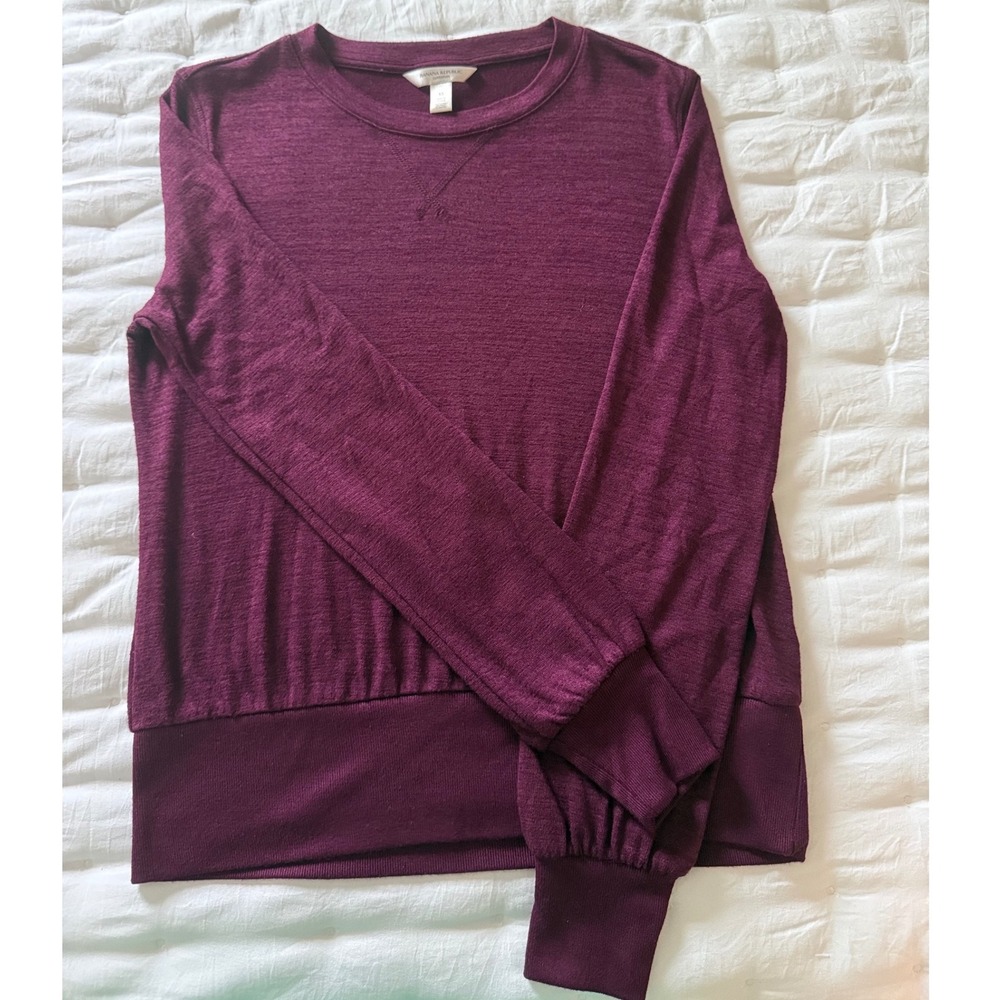 Banana Republic Luxespun Burgundy Plum Long Sleeve Knit Top XS